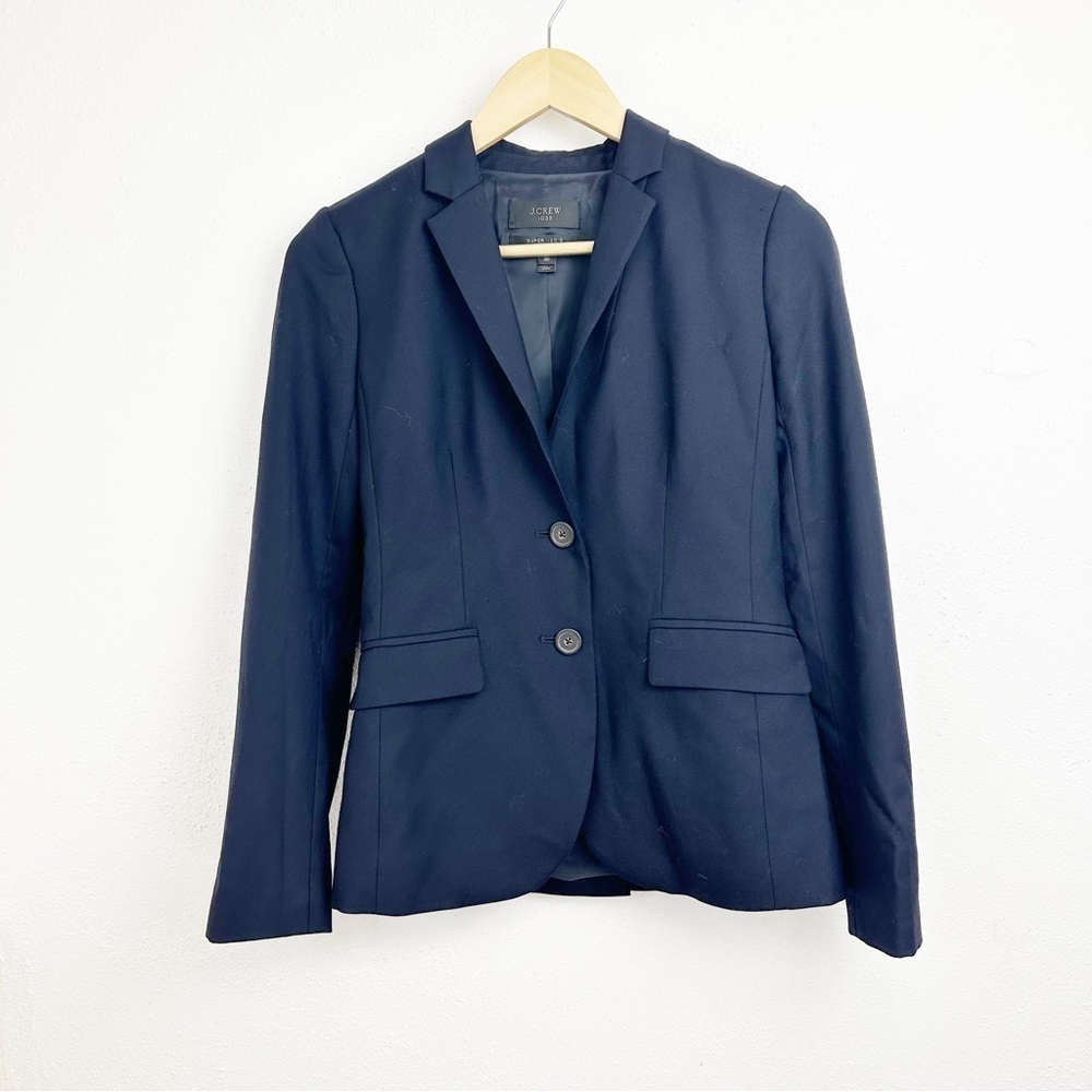 J. Crew 1035 Two-Button Jacket In Super 120s Wool Navy Jacket